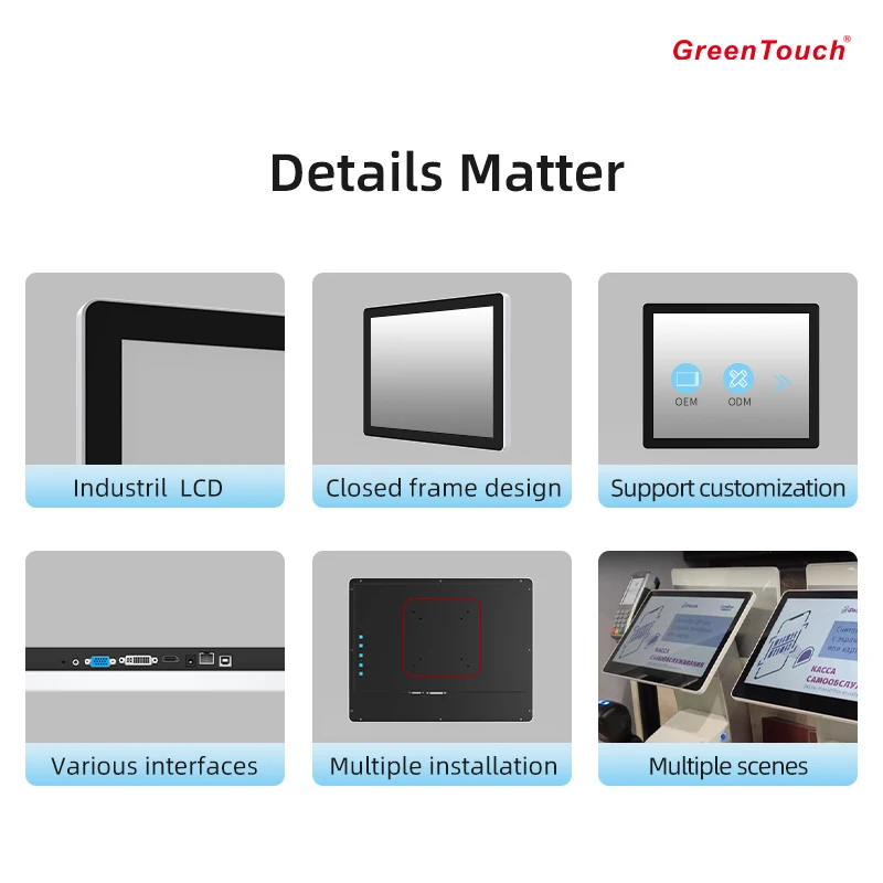 Pabrik 15 Inci Pos LCD TFT Layar Sentuh Monitor Layar Sentuh Kapasitif Panel Hd Datar Penuh