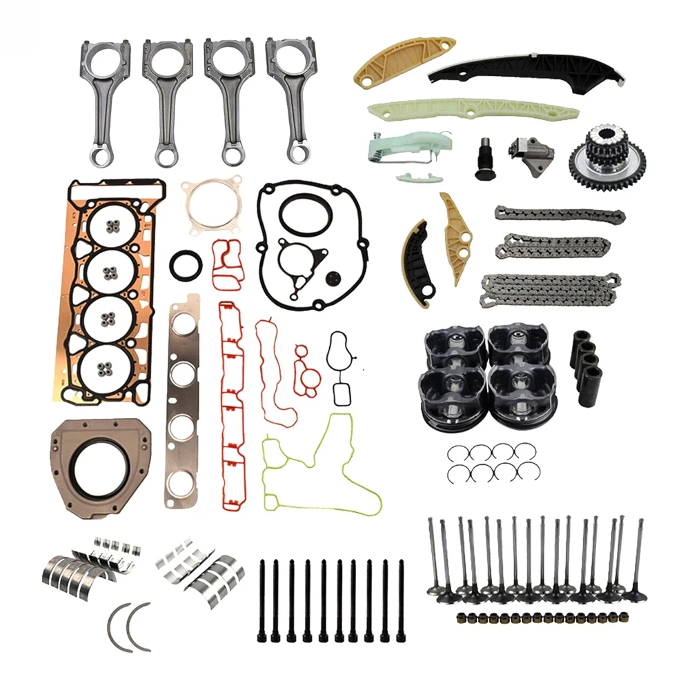 Engine Rebuild Timing Chain Kit Head Gasket Bolt ConRod Bearing Intake Exhaust Valve Piston Fit 2.0T 2.0L EA888 For Auid VW 23mm