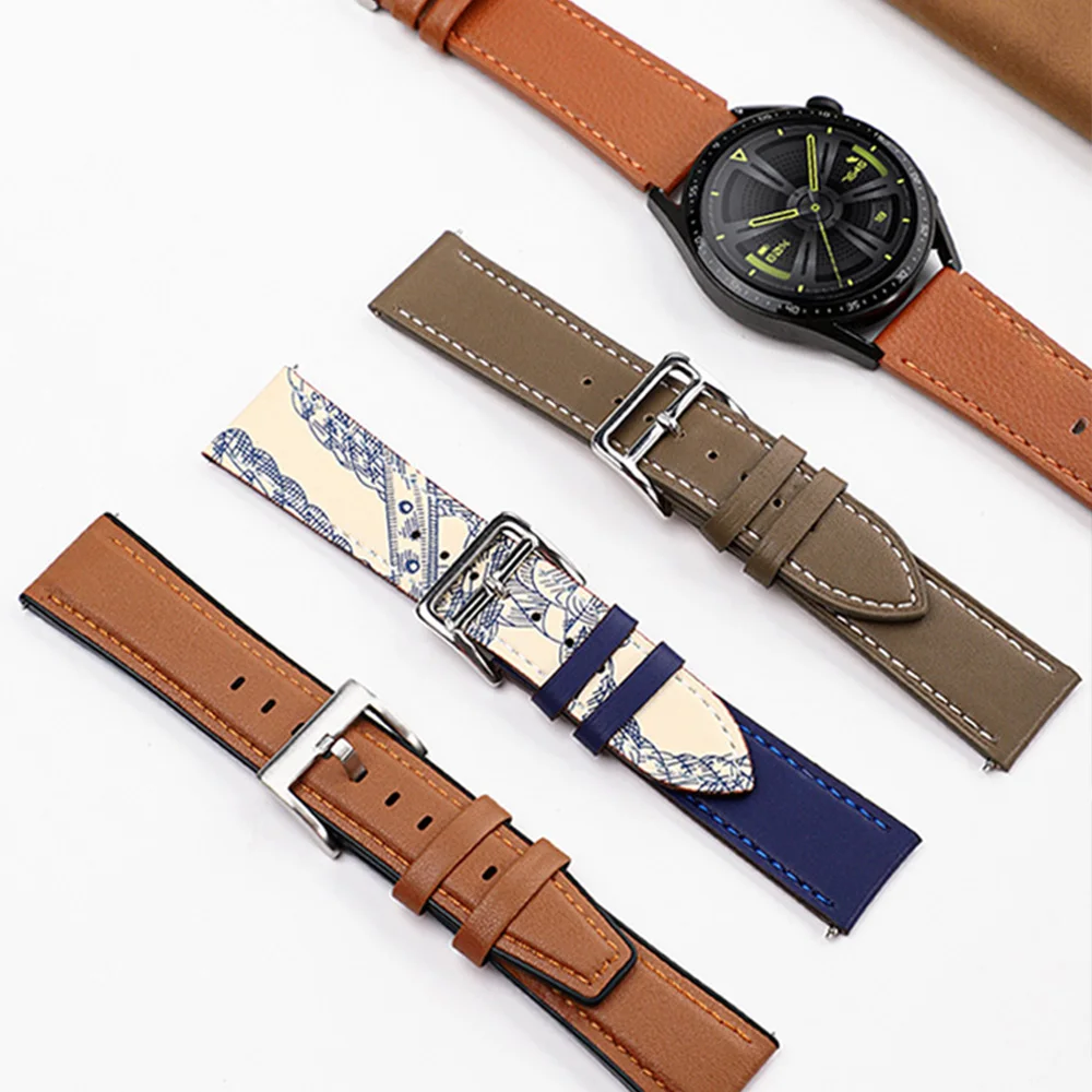 حزام من الجلد لـ Amazfit GTS 4/4mini/3/2e/GTR 4/3/2/Pro/stratos/Balance 20 مللي متر 22 مللي متر Sport Correa Amazfit bip 6-5-3-U أحزمة ساعة #5