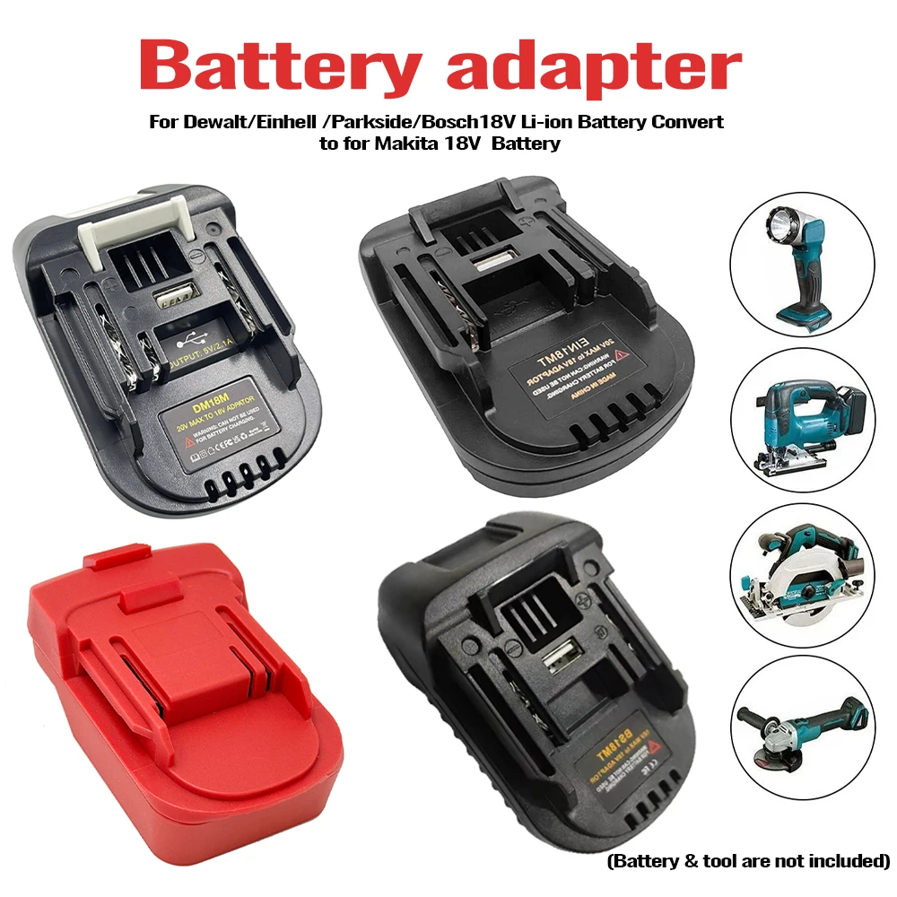 Adapter für Dewalt/Einhell/Parkside/Bosch 18V Li-Ionen-Akku, umwandelbar für Makita 18V, zur Verwendung mit kabellosen Elektrowerkzeugen von Makita 18V