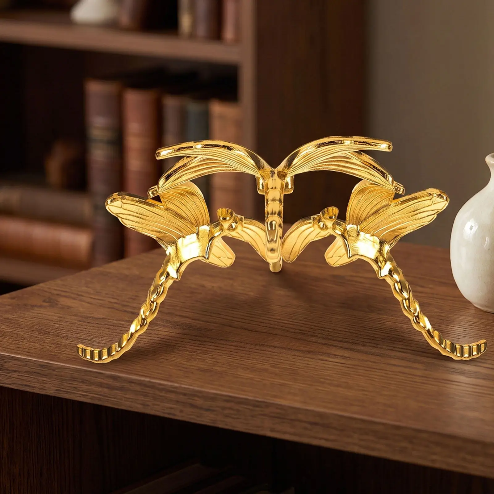 4Pcs Metal Crystal Ball Stand Dragonfly Designed Sphere Holder Stable Triangular Base for Crystal Decor Collectibles
