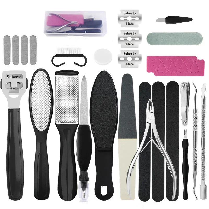 

27PCS Foot Care Tool Pedicure Manicure Kit Set Stainless Steel Peeling Exfoliating Callus Dead Skin Remover Foot Scrubbing Brush