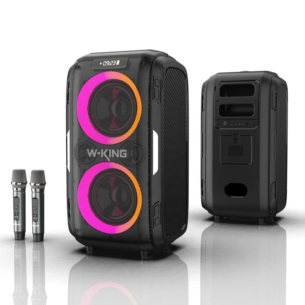 

NEW ARRIVAL W-KING T9 Pro TWS outdoor party loud Karaoke big bluetooth speaker with flashing LED night light, CE, FCC, ROHS