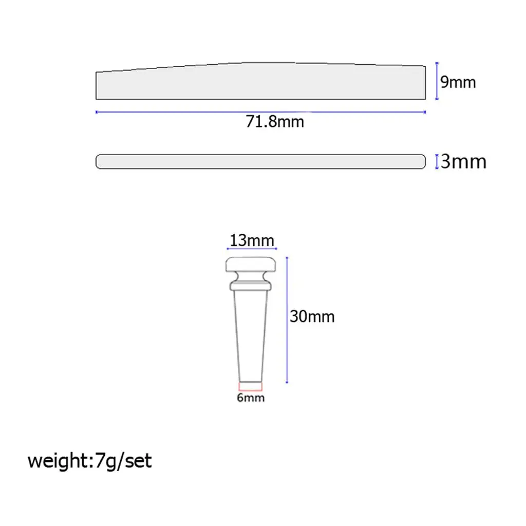 دبابيس جسر غيتار بلاستيك ABS + سرج ، بديل لغيتار الجهير ، 4 من ABS