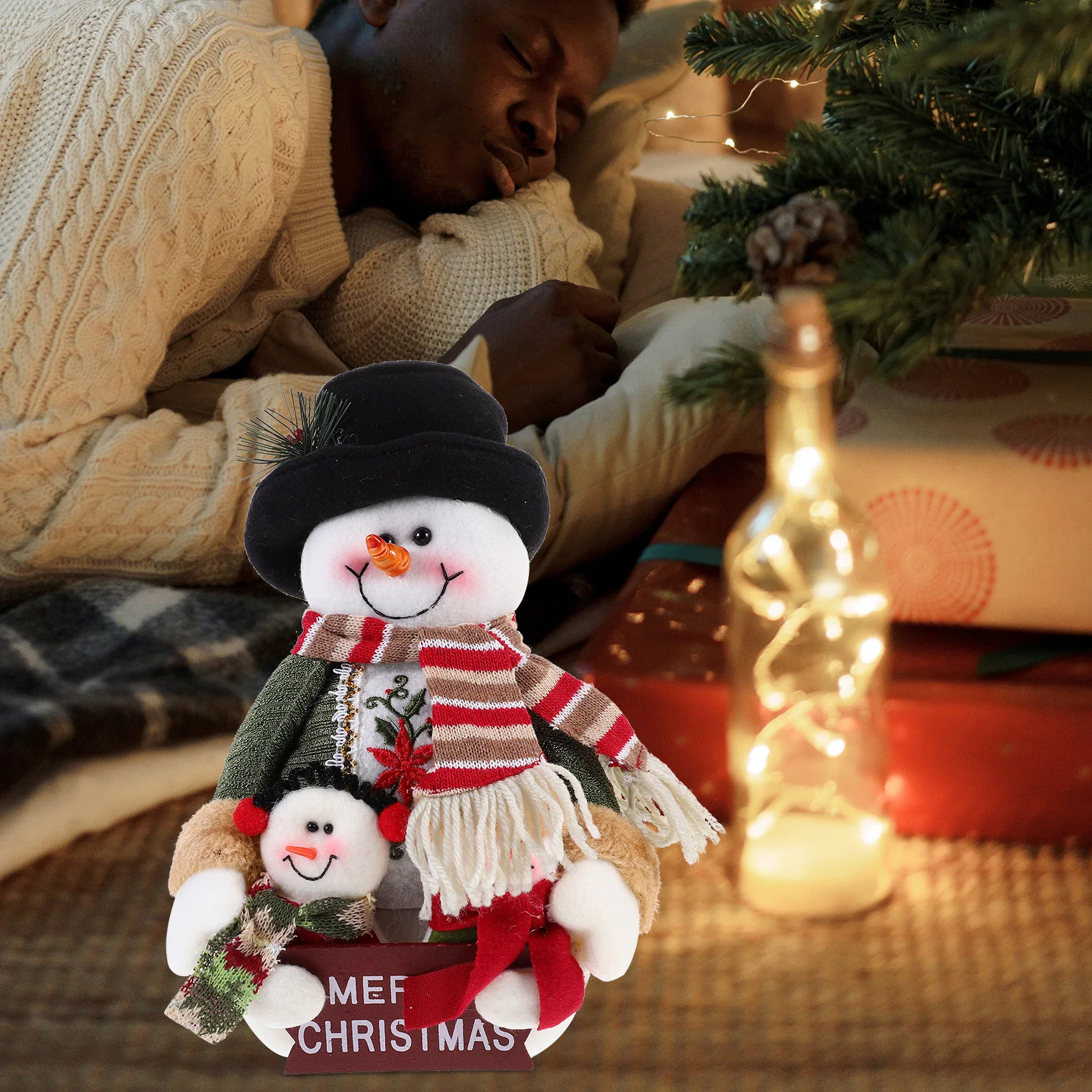 

Christmas Snowman Ornaments Indoor Cloth Table Decorations Stuffed Holiday Mini Decors Festive Miniature Model Bedroom Room