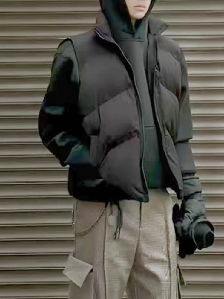 سترة رجالية قطنية أمريكية الطراز لخريف وشتاء 2025، سميكة ودافئة، عملية ومتينة، بدون علامة تجارية، فضفاضة وقصيرة