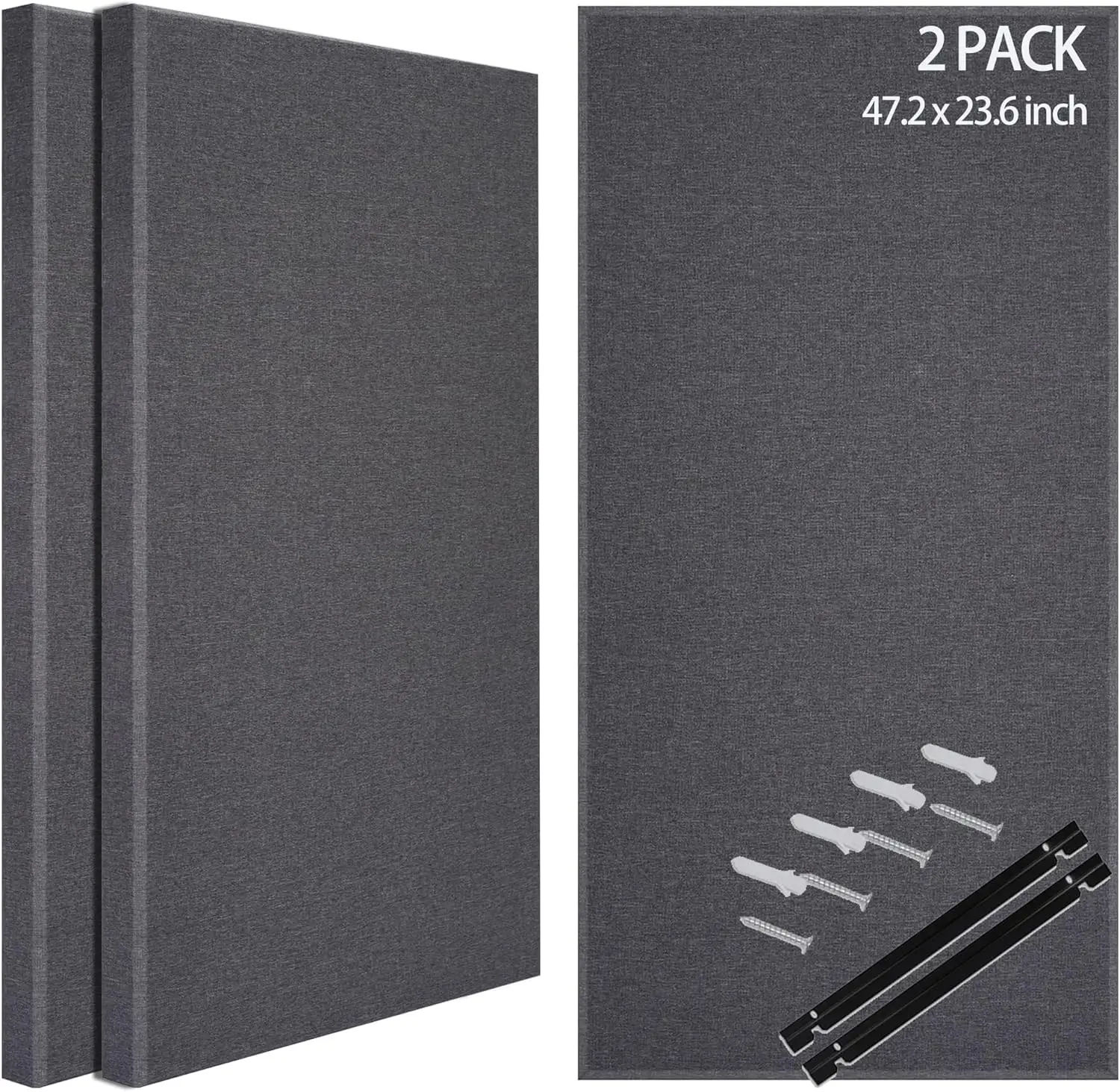 

2-Pack Fabric Acoustic Panels, 47.2''x23.6'', Decorative Sound Dampening for Studios, Office, Home Theater in Grey