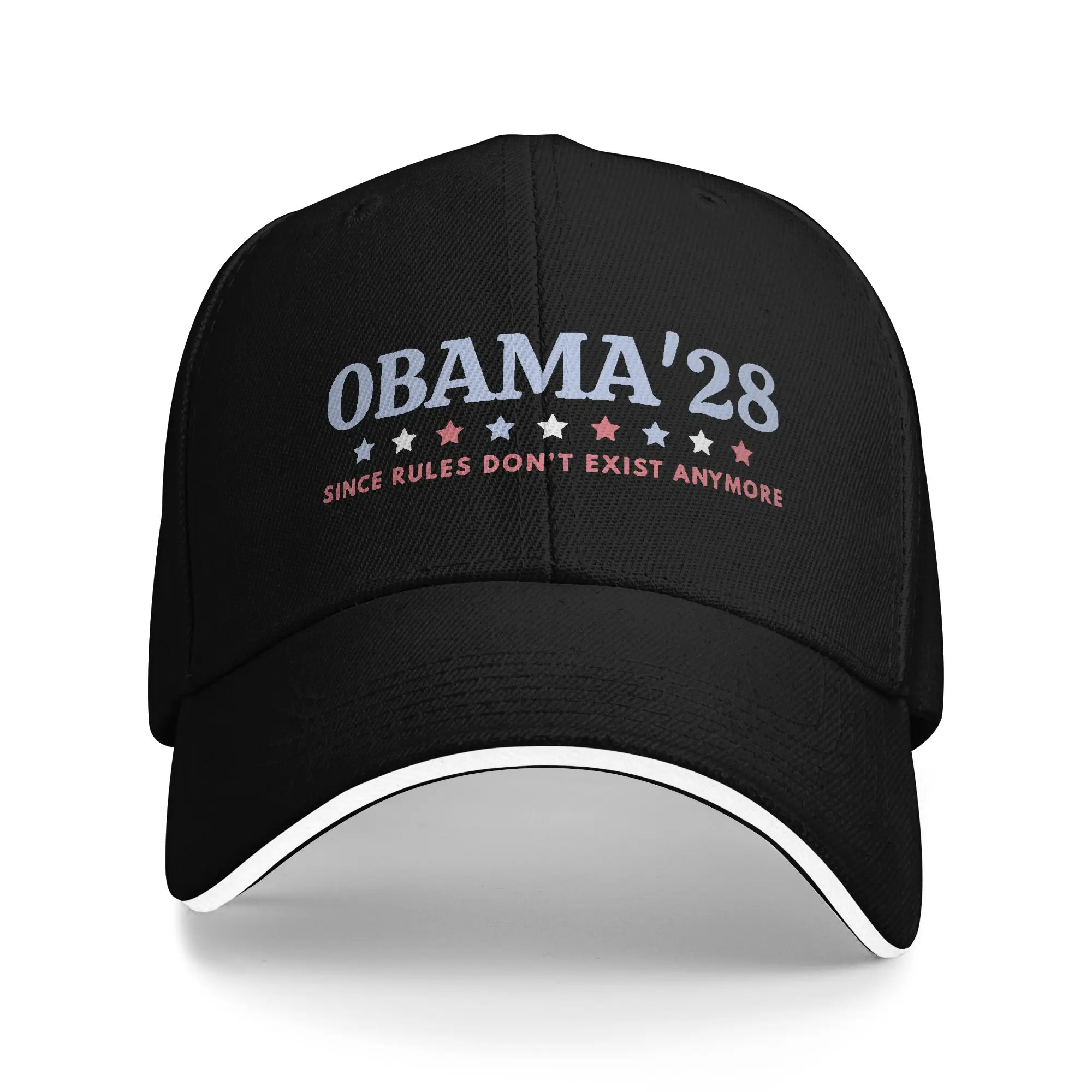 Obama 2028 Since Rules Don't Exist Anymore Sandwich Baseball Caps Classic Polyester Satire Headwear Men Women Adult Hat