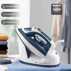Electric Steam Iron For Cloth with Base 2600W Household Fabric Ceramic Soleplate Electric Iron Ironing 470ml Fast-heat