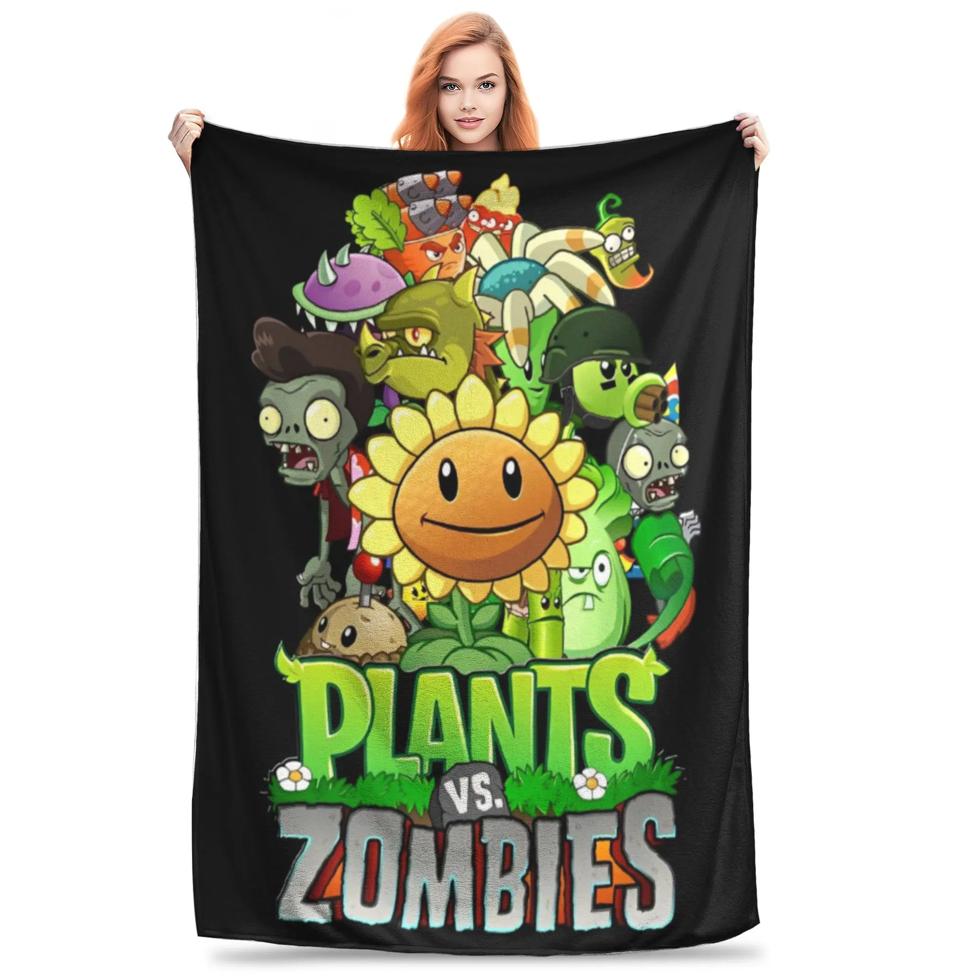 Novelty Design Plants-vs-Zombie cartoon games game  Blankets Ultra-Soft Fleece  Comfortable Throw Blankets Machine Washable