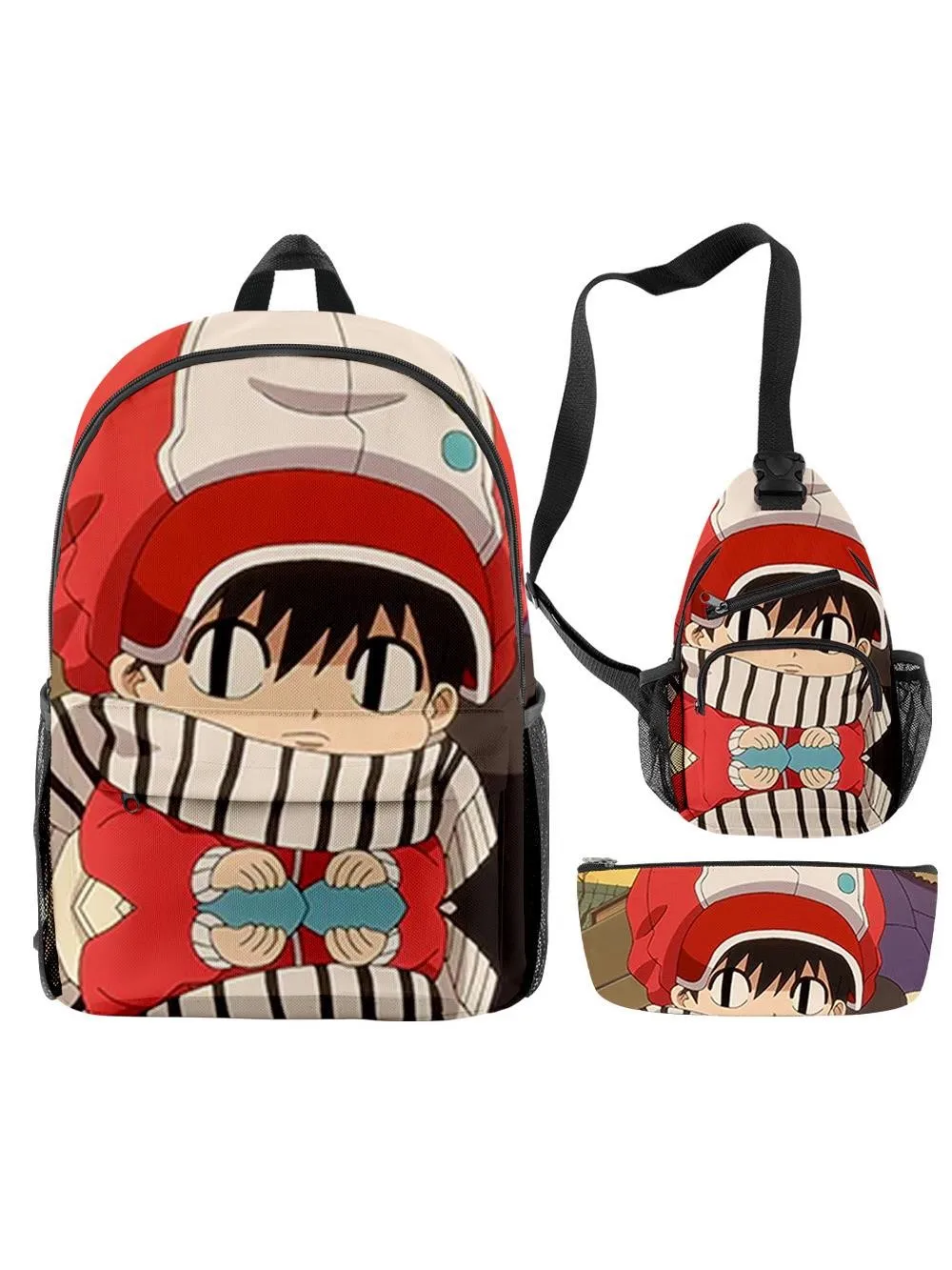 Luxe populaire drôle Kotaro vie seul impression 3D 3 pièces/ensemble élèves sacs d'école voyage sac à dos pour ordinateur portable sac de poitrine trousse à crayons