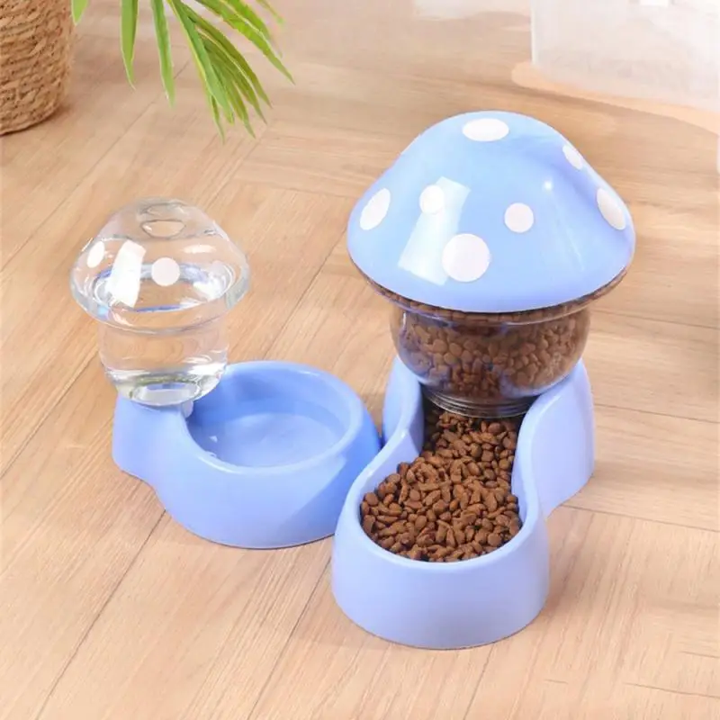 Pet Automatic Feeder Mushroom Type Anti-tipping Food Bowl Drinking Water Bottle Feeding Bowls For Dogs Cats