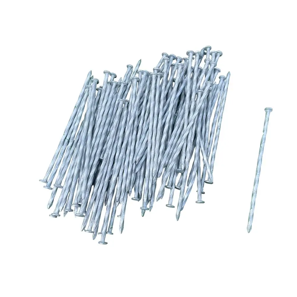 

6 H Galvanized Artificial Turf Stakes - Spiral Landscape Nails - Ground Spikes/Pins For Synthetic Grass, Lawn, Edging, Weed