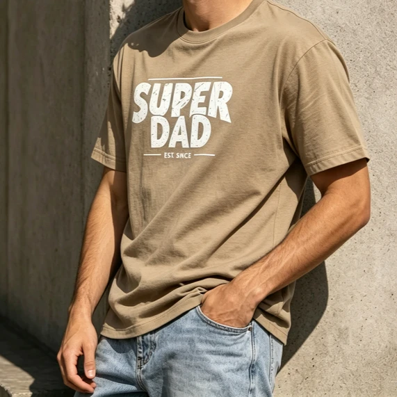 2026 Super Dad EST Since Graphic Tee Casual O Neck Short Sleeve Cotton T Shirt Dad Gift Apparel Cotton Harajuku Top