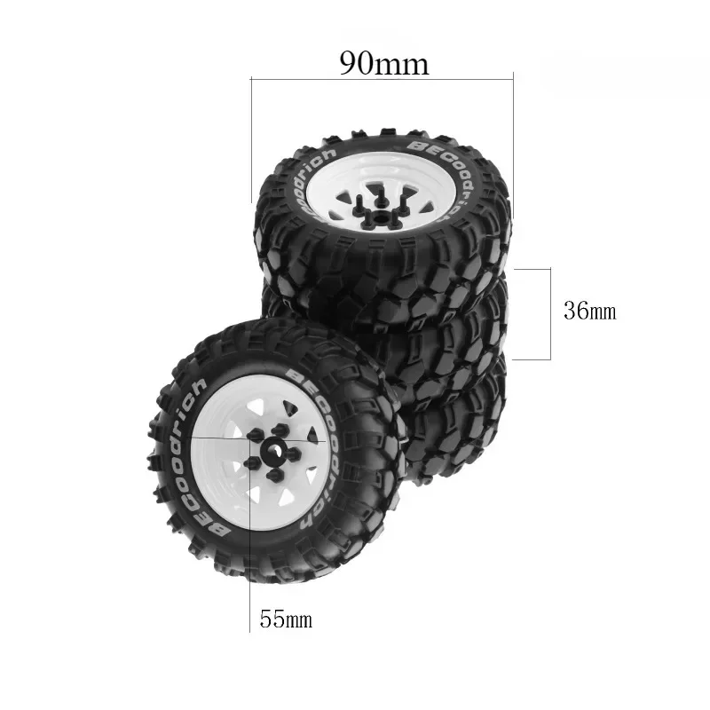 4pcs 90 100 110mm Metal 1.9" Beadlock Wheel Rim Rubber Tire Set for 1/10 RC Crawler Car Trxs TRX4 RC4WD D90 D110 Axial SCX10 MST