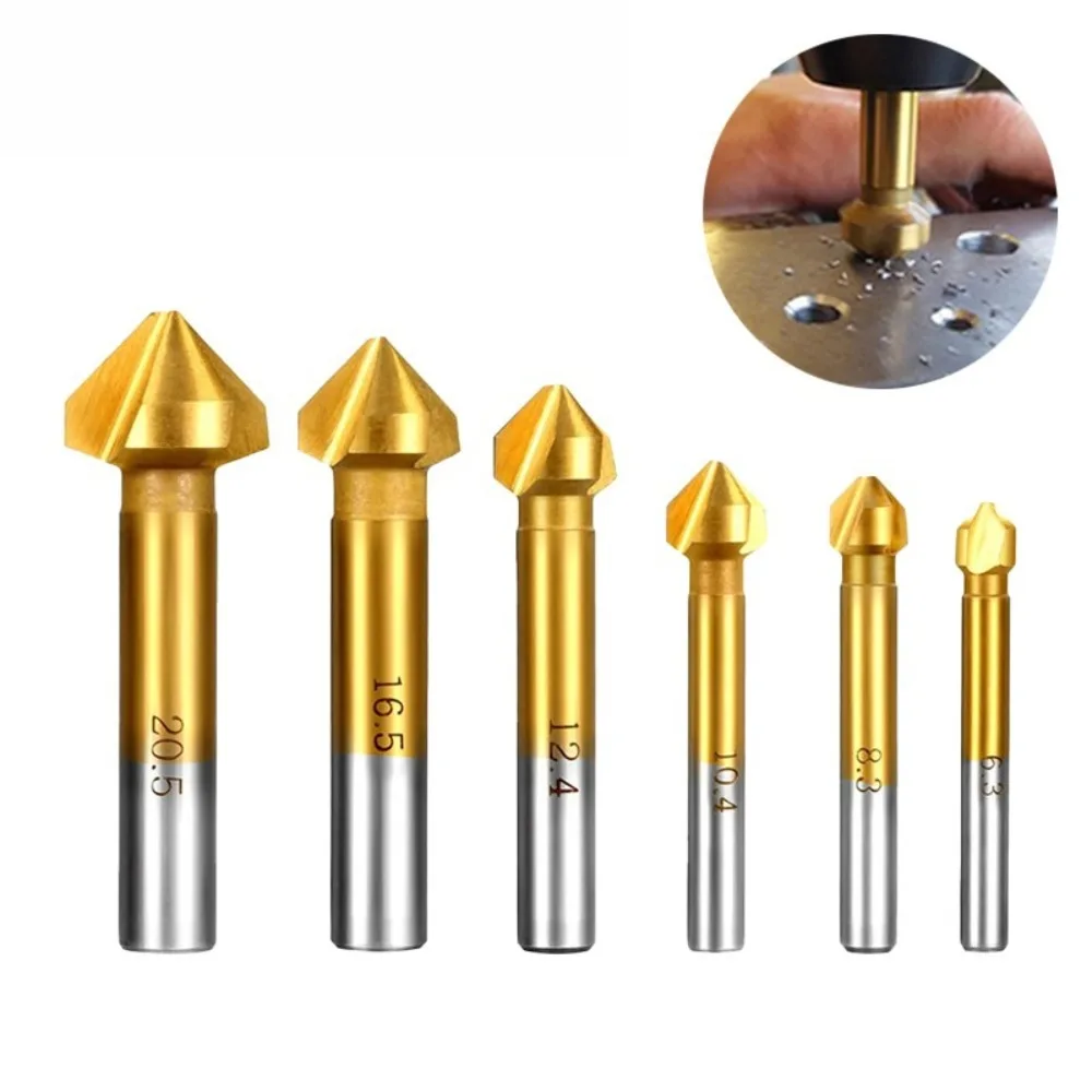 6.3-20.5mm Countersink Drill Bit Set 90 Degree HSS Titanium Chamfering Cutter Wood Metal Hole Deburring Trimmer Tools