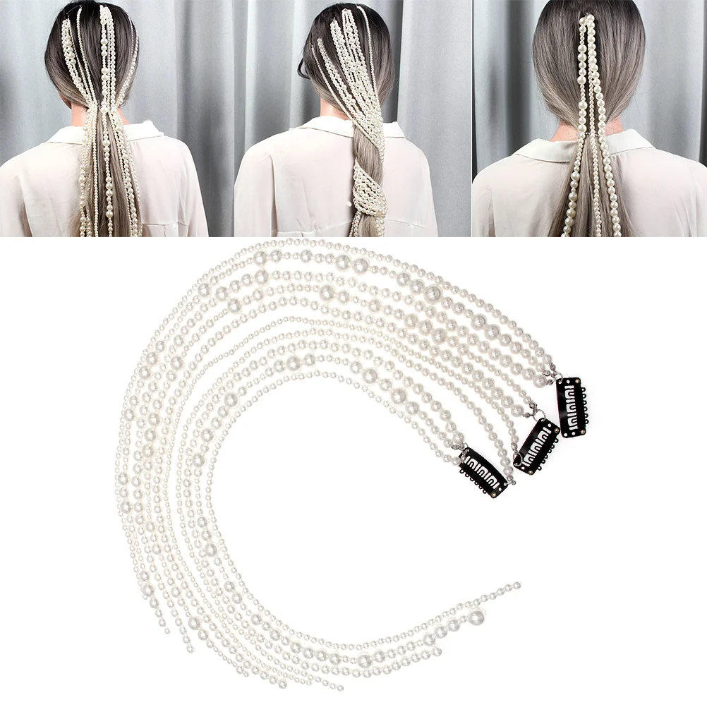 

Elegant Hair Accessories Pearl Extensions Headband Tassel Clip Decoration Party
