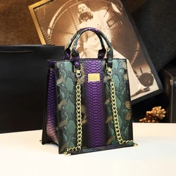 Tote 2024 New Genuine Leather Large Bag Women's Light Luxury Fashion Chain Underarm Bag Middle aged Mom Handheld Shoulder Bag