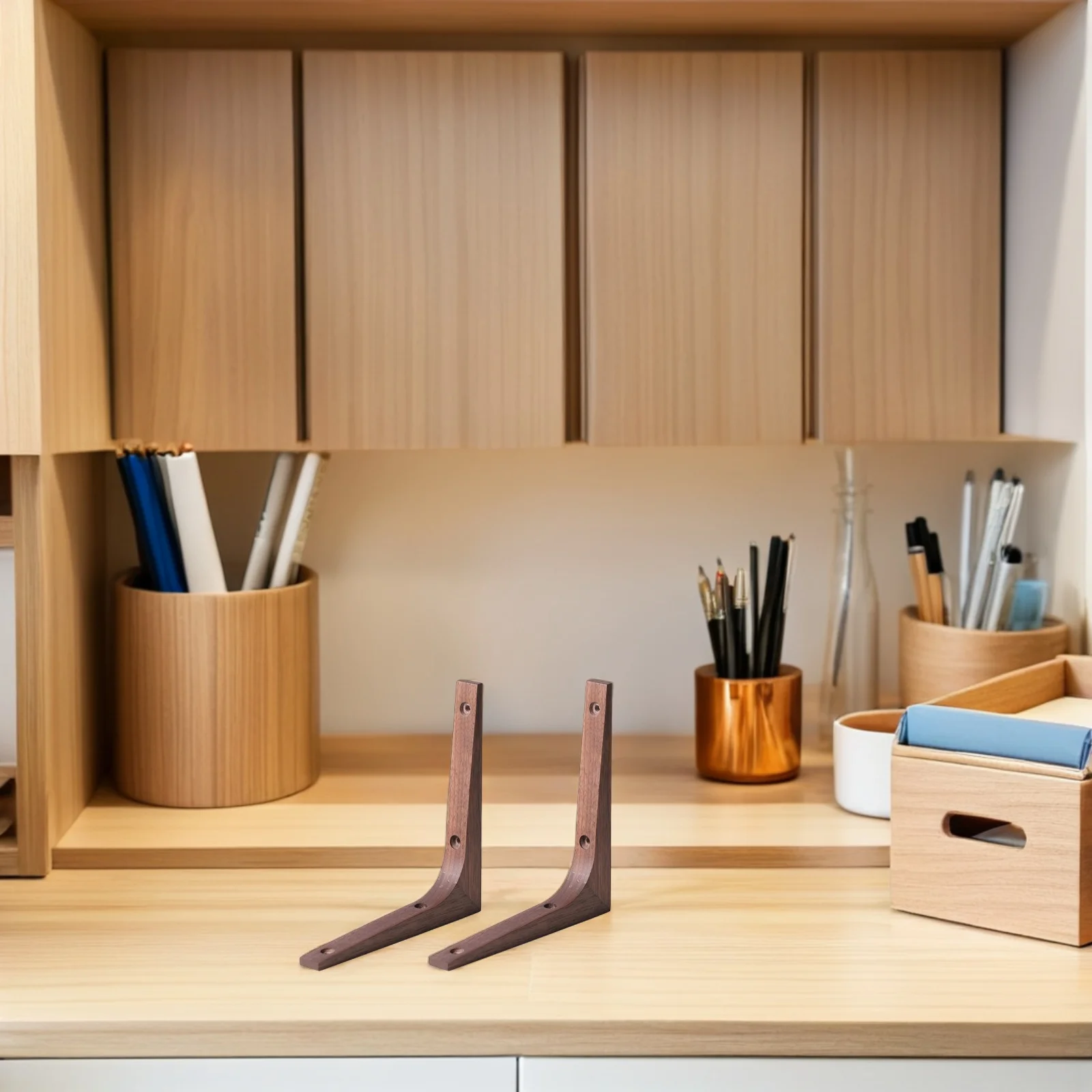 

2pcs Wall Shelf Durable Practical Long Term Use Simple Structure Easy Install Wooden Shelf Brackets Shelves Fixing Supports