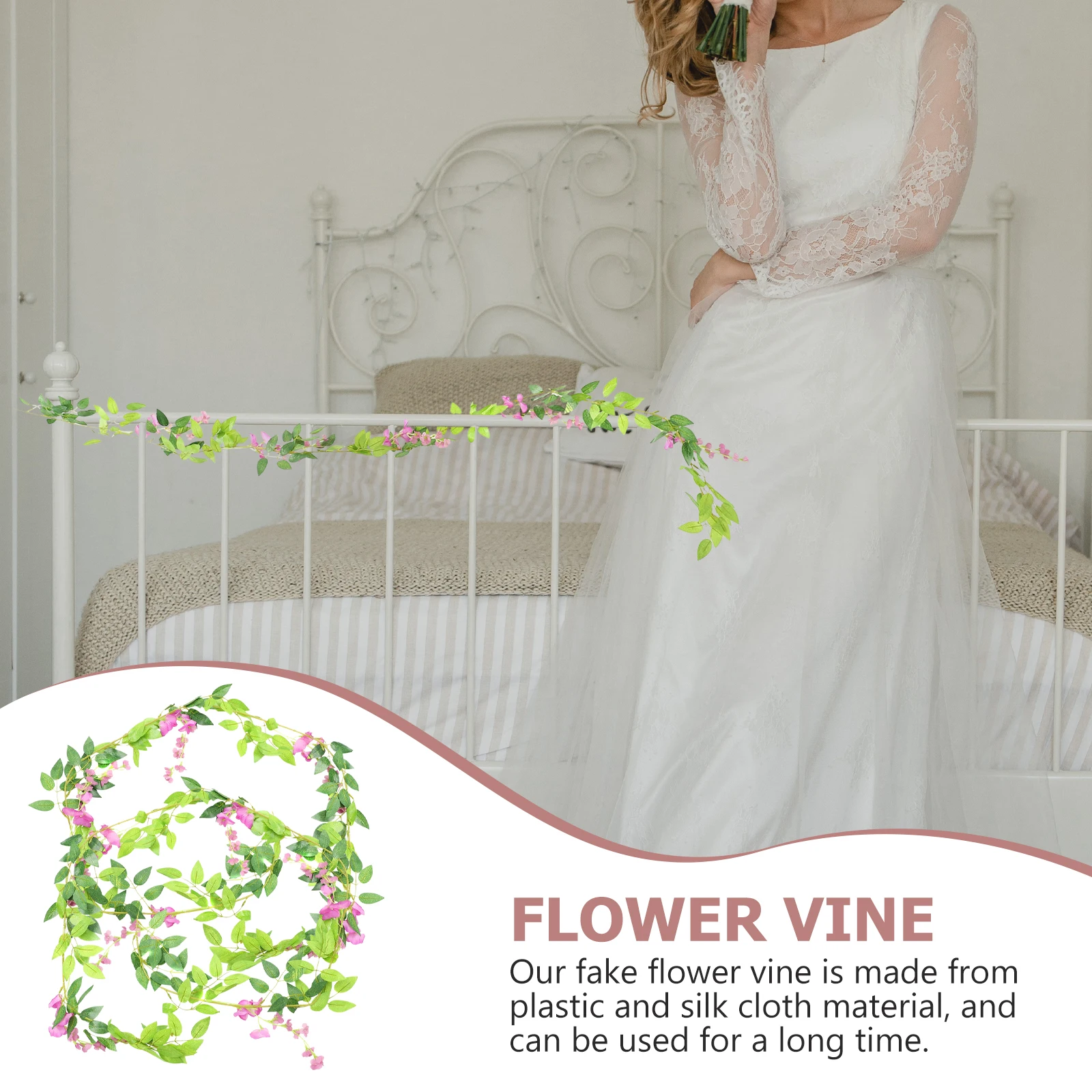 

2pcs Wisteria Flower For Wedding Silk Flowers Wedding Party Decor Fake Vine Lifelike
