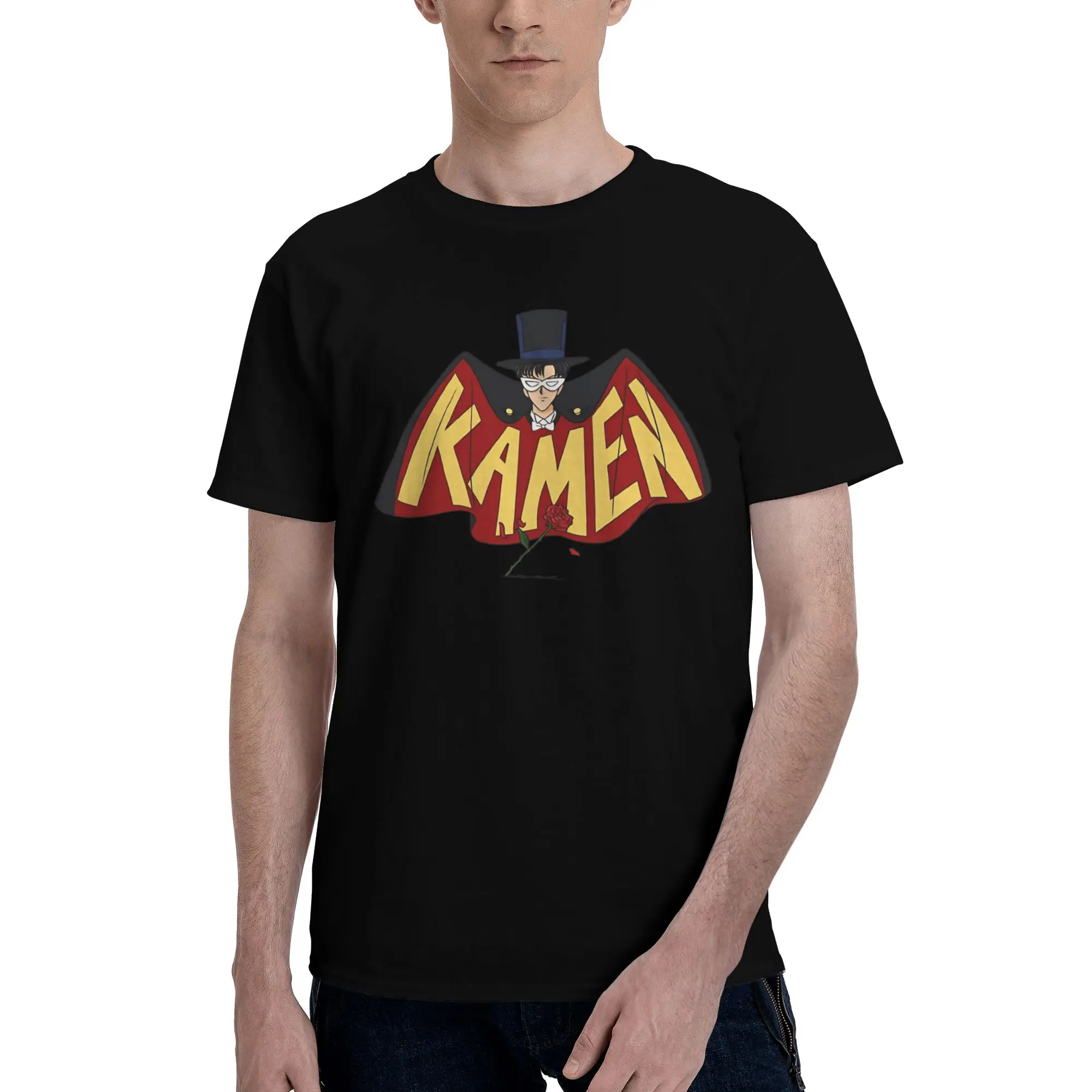 Retro Tuxedo Kamen Logo  Funny 100% Cotton T-Shirt Bandai Sailor Moon Tees Tops For Men