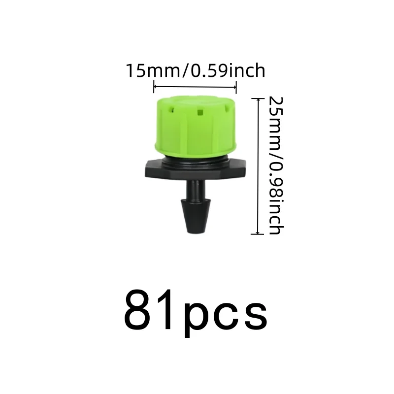 81 pcs Green Adjustable Sprinklers Adjustable Flow Control, designed for Orchard Greenhouse Irrigation, Green 8-Hole Design