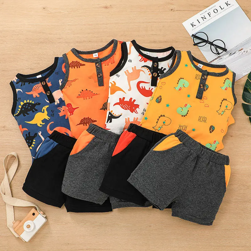 

Newborn Baby Clothing Baby Set 2022 New Summer Cartoon Top Vest + Shorts 2PCS Boys Girls Clothing Sets 9-48 Months