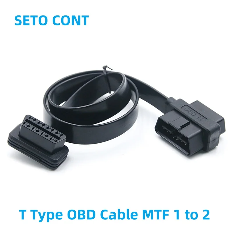 60 CM Low Profile  J1962 Flat OBD Cable Splitter Male to Female OBD2 Extension Adapter 16 Pin 16 Core for Auto Diagnostic Tool