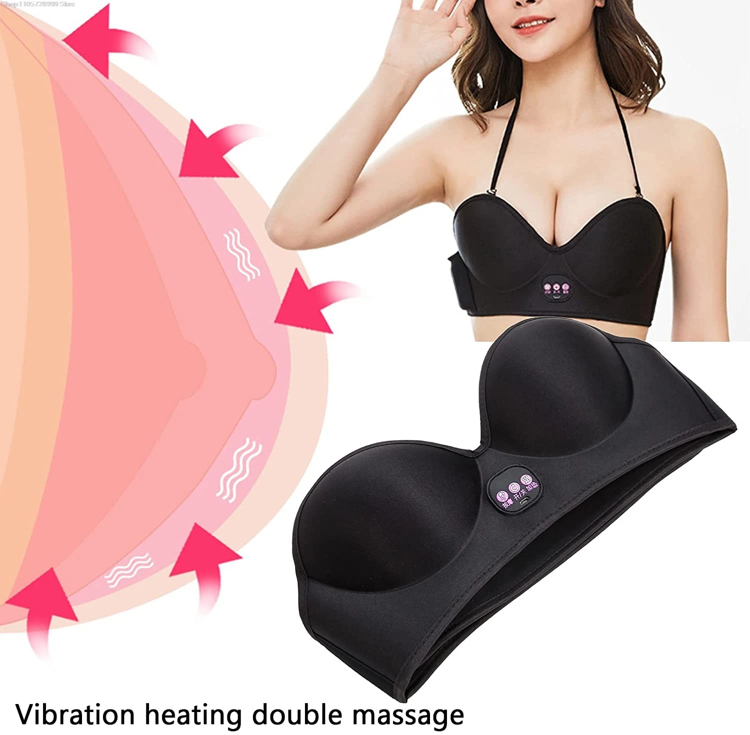 Electric Breast Massage Bra Infrared Heating Breast Enlargement Stimulator Enhancer Massager for Circulation & Discomfort Relief