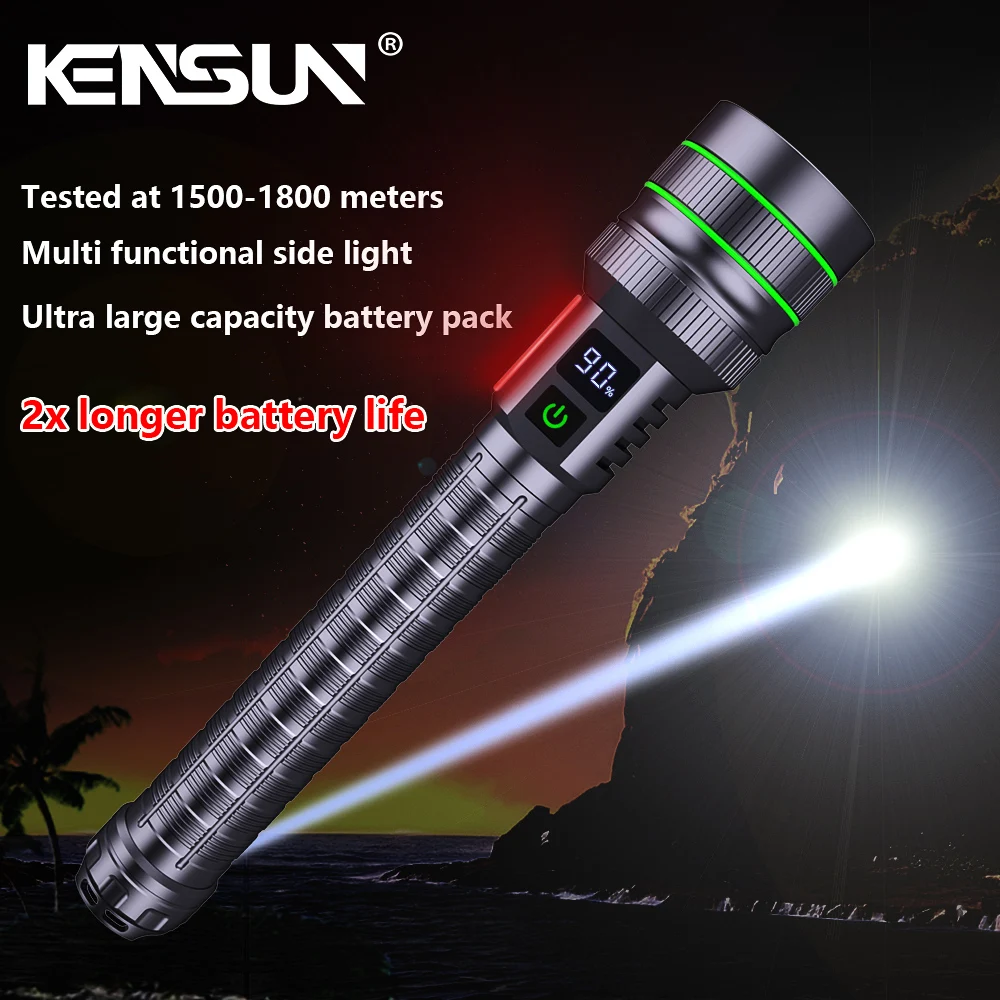 High Power Super Bright Spotlight Long Range LED Flashlight Tactical Torch Built-in 26800 For Hiking Camping Emergency Use