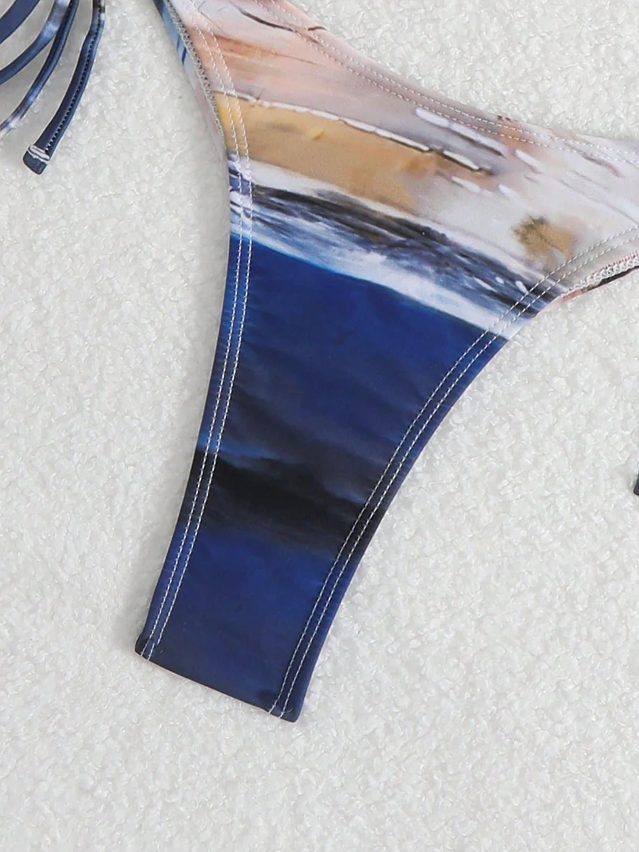 2026 جديد مايكرو البيكينيات النساء رفع ملابس السباحة طباعة مجموعة البكيني الرسن Biquini سلسلة ثوب السباحة بحر الإناث #3