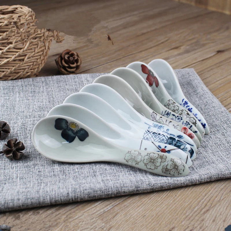Ceramic Spoon Japanese-style Multi-Function Retro Soup Spoon Eating Rice Spoon Tableware Restaurant Household Kitchenware 2025