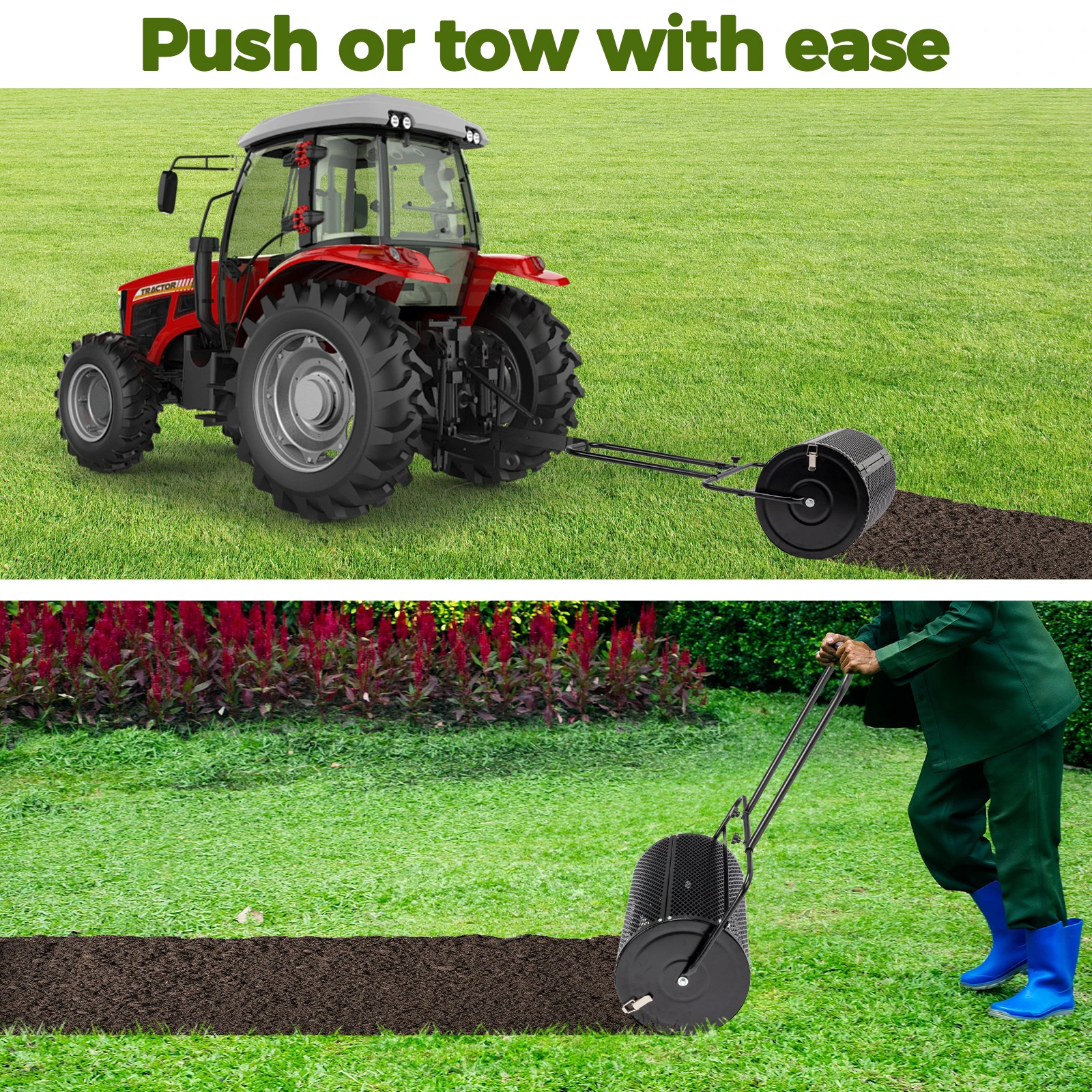 

70.5X40x125cm black, spreader, iron lawn roller