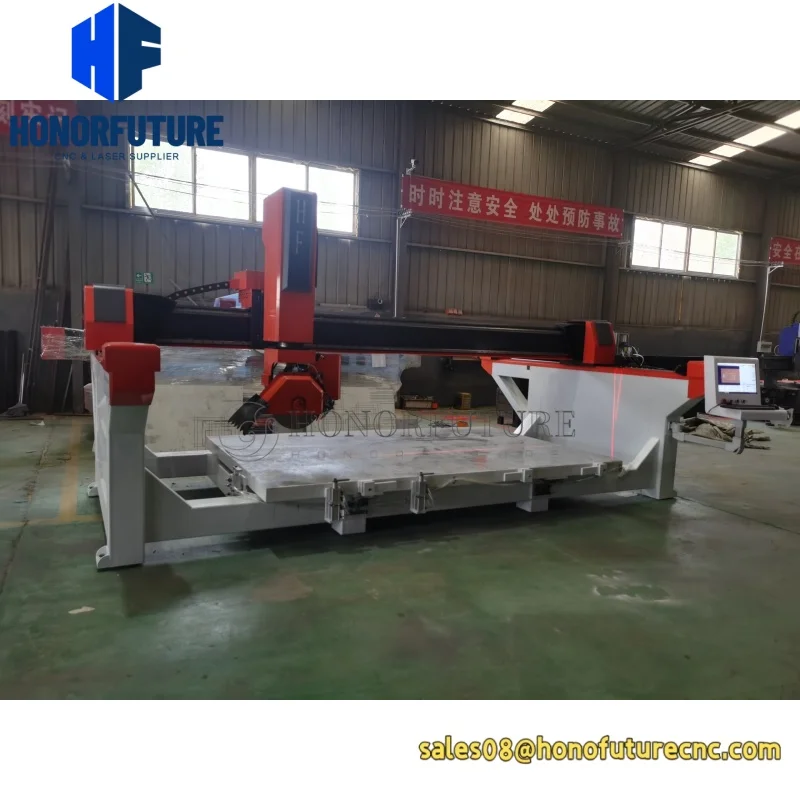 High Precision 4+1 Axis CNC Bridge Saw Stone Cutting Machine Motor Bearing Gear PLC Engine Granite Marble Slab Cutting Tools view 5