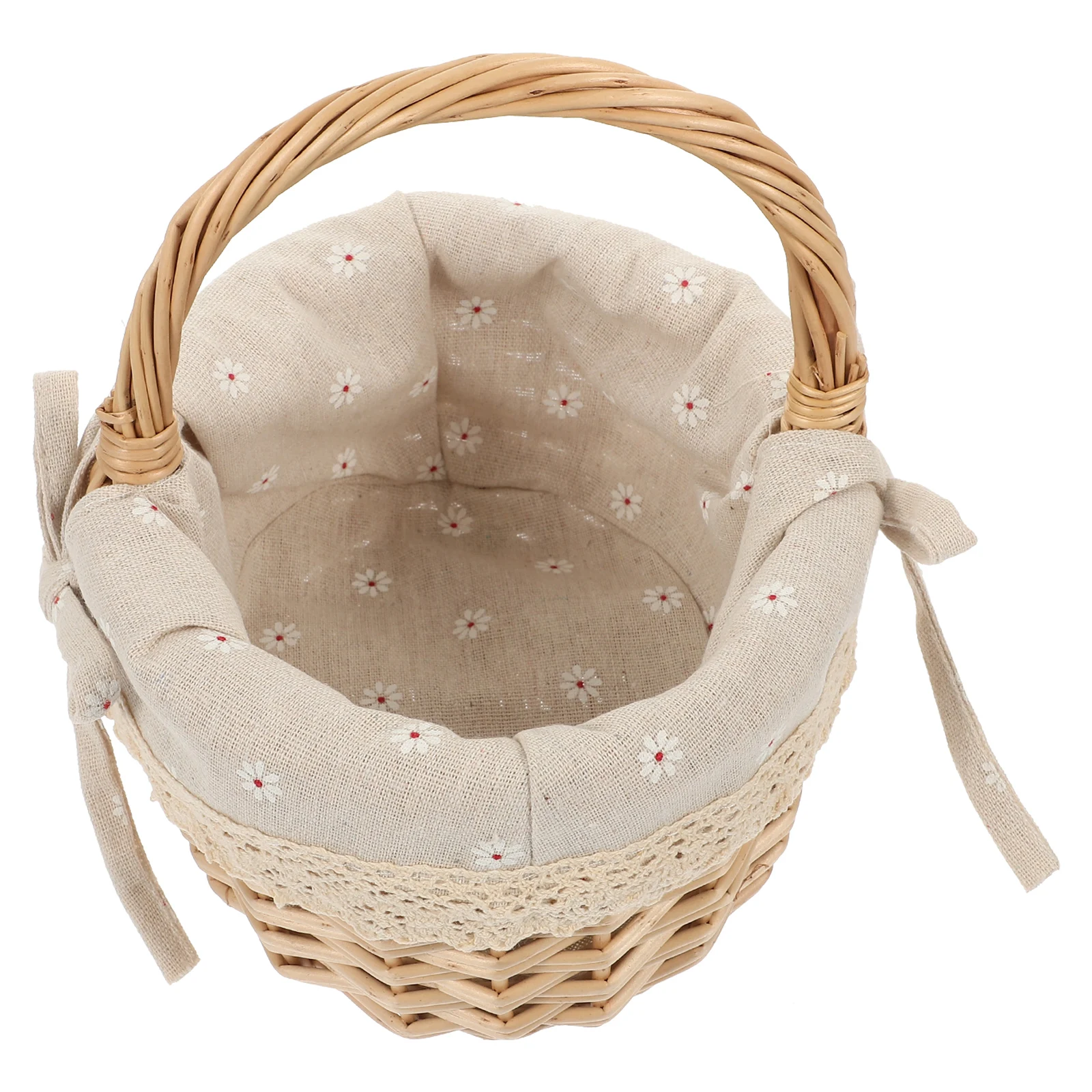 

Wicker Fruit Portable Storage For Picnic Camping Hiking Lightweight Handheld Woven Basket With Handle Rustic Flower