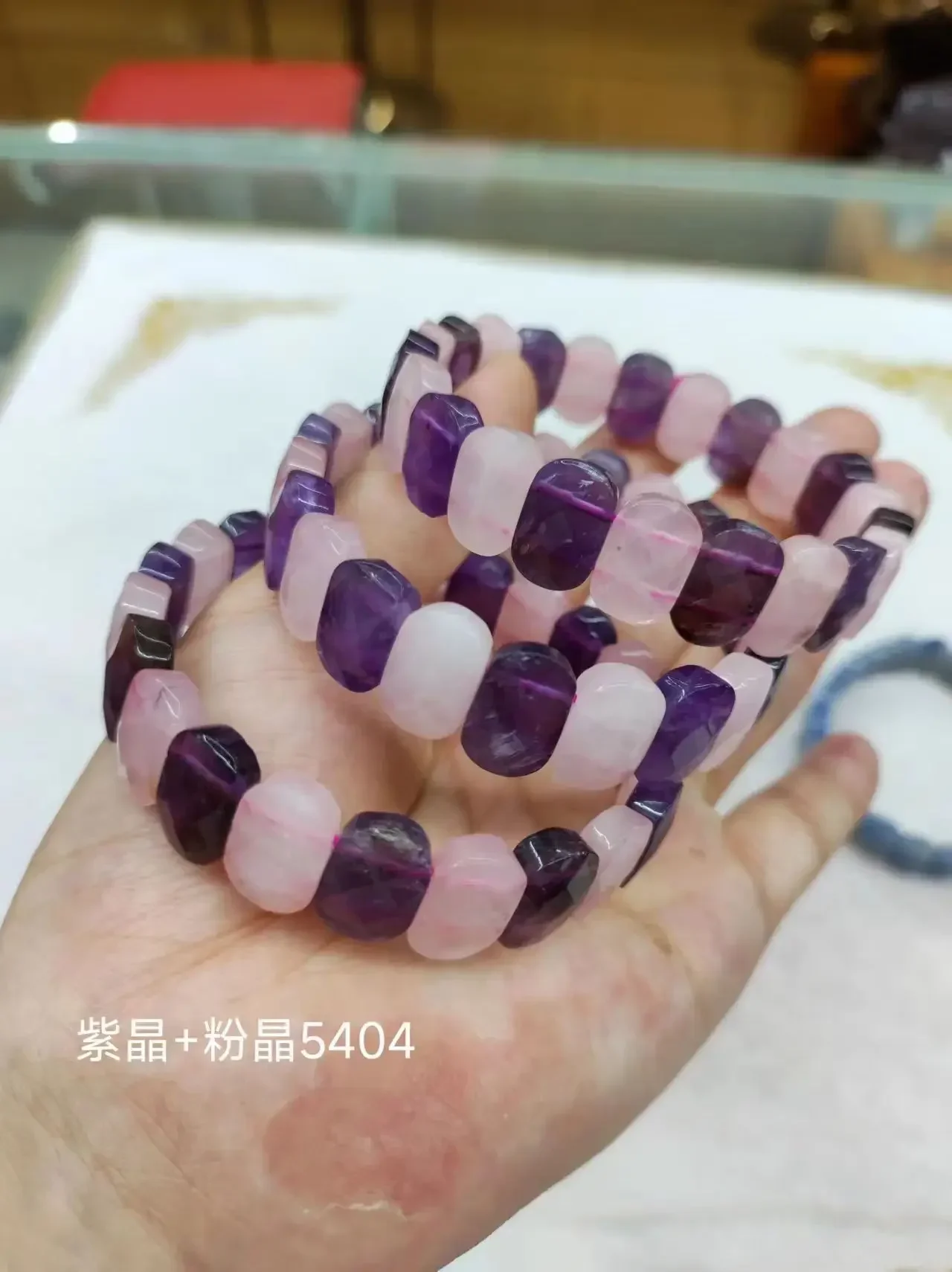 Amethyst & Rose Quartz Beads Bracelet Natural Gemstone Jewelry Bangle for Woman for Gift Wholesale !