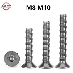 M8 M10 TA2 Pure Titanium Hex Hexagon Socket Flat Countersunk Cap Head Screws Titanium Alloy Hex Socket Bolts
