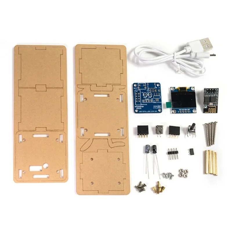 DIY Digital Clock Kit ESP8266 MINI Weather Clock WIFI Soldering Practice Electronic Multifunctional Weather Station DIY Kit