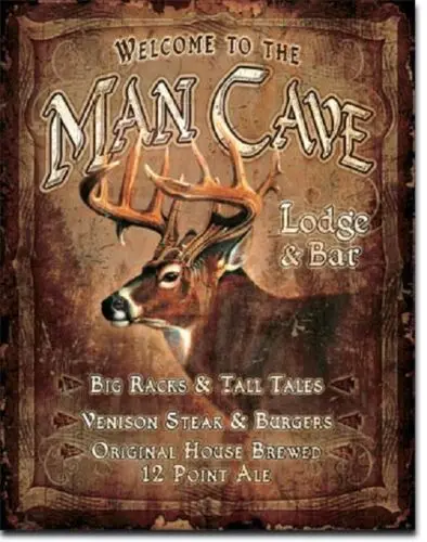 Man Cave Deer Lodge ; Bar Big Cabin Garage Wall Art Decor Metal Tin Sign