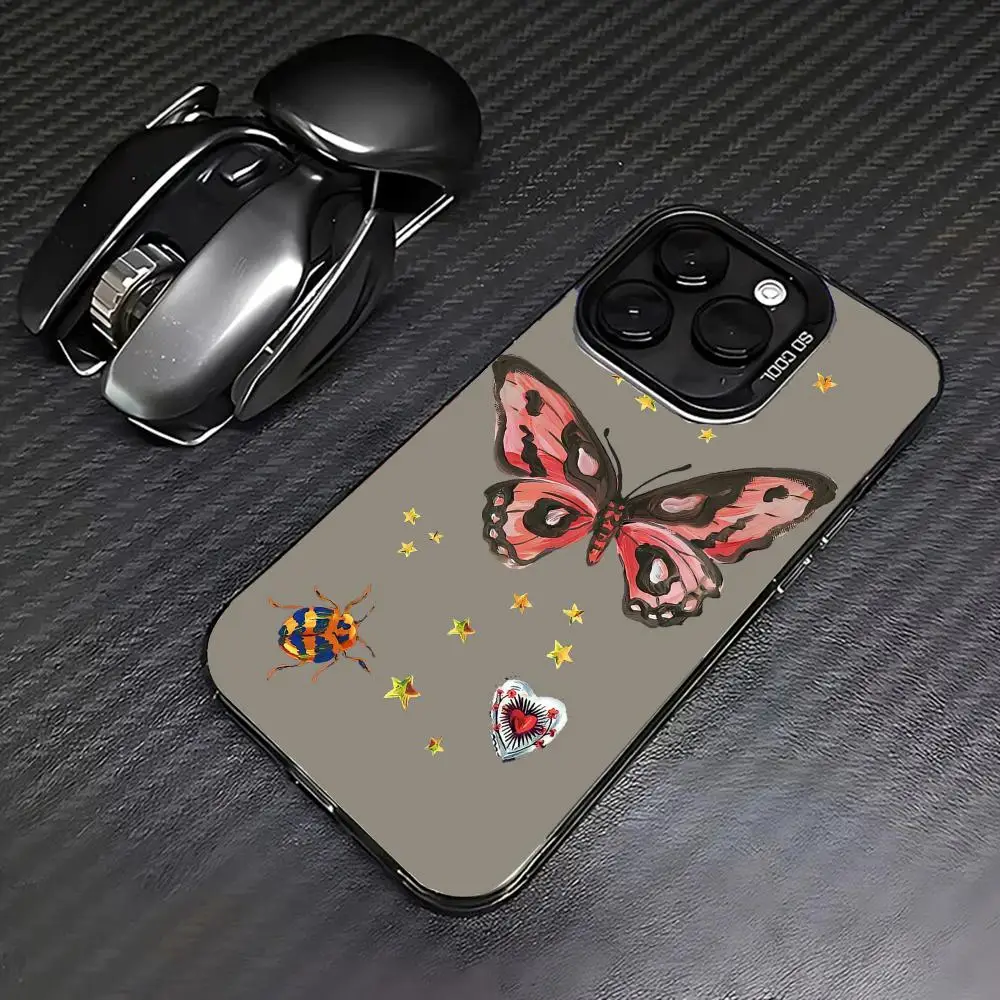 나비 디자인 패턴 폰 케이스 아이폰 17 16 15 14 13 12 11 프로/맥스/플러스용 방수 및 충격 방지 백 커버