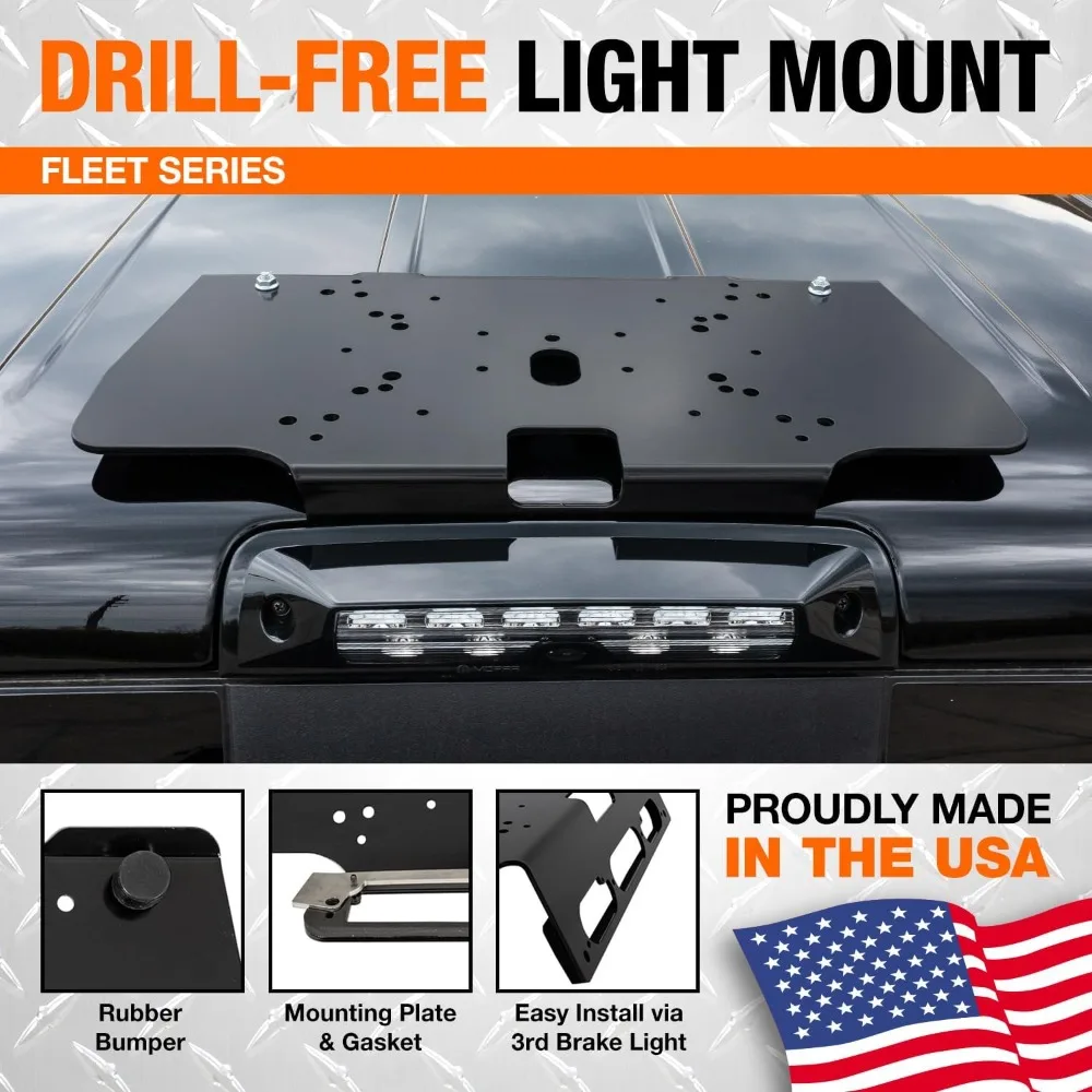

Fleet Series Drill-Free Light Bar Cab Mount for Ford F-150 (2015+) and Ford F-250/550 (2017+), Mounting Bracket for Light Bar