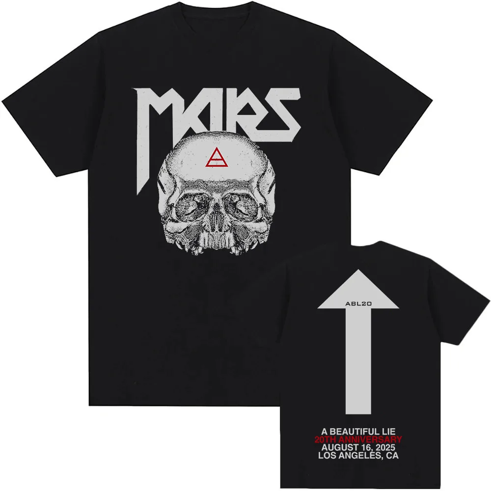

A BEAUTIFUL LIE 20TH ANNIVERSARY TRIAD SKULL TEE Rock Band THIRTY SECONDS TO MARS T-shirt Cotton Loose Casual Male Tshirts Mens