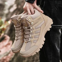 Autumn And Winter Men's Boots Nylon Leather Wearproof Outdoor Hunting Hiking Desert Boot Army Fans Combat Training  Shoes.