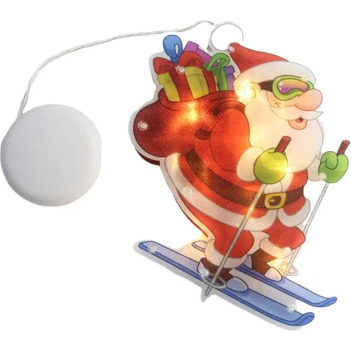 Dolity Santa Claus Lighted Christmas Window Decoration Silhouette, Detachable, Battery Powered-Ski (From Abroad)