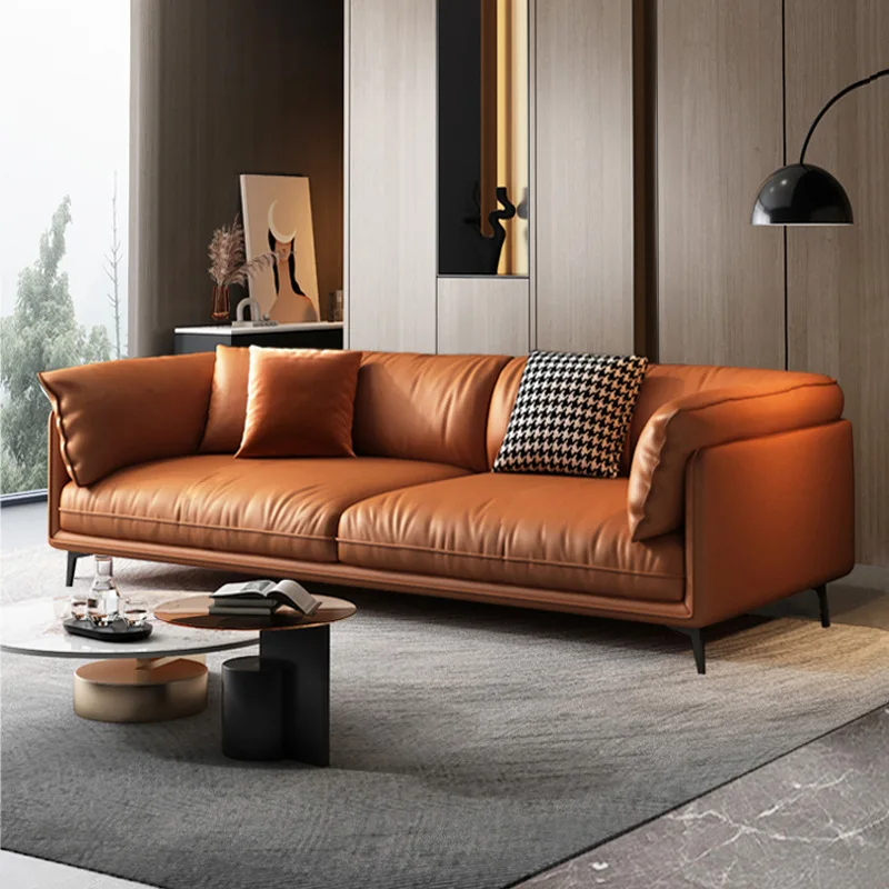 Italian cat skin scratching technology fabric sofa living room size simple modern three-person straight row removable and washab