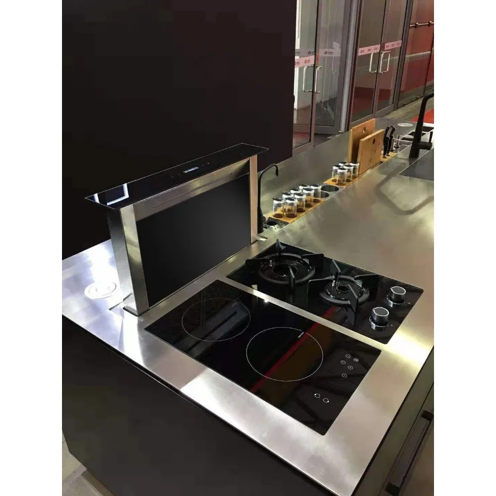 Stylish Kitchen Downdraft Range Hood With Induction Hob Combination