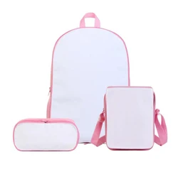 DHL10Sets Sublimation DIY White Blank Polyester3pcs/set Large Capacity Crossbody Pencil BackpackBag