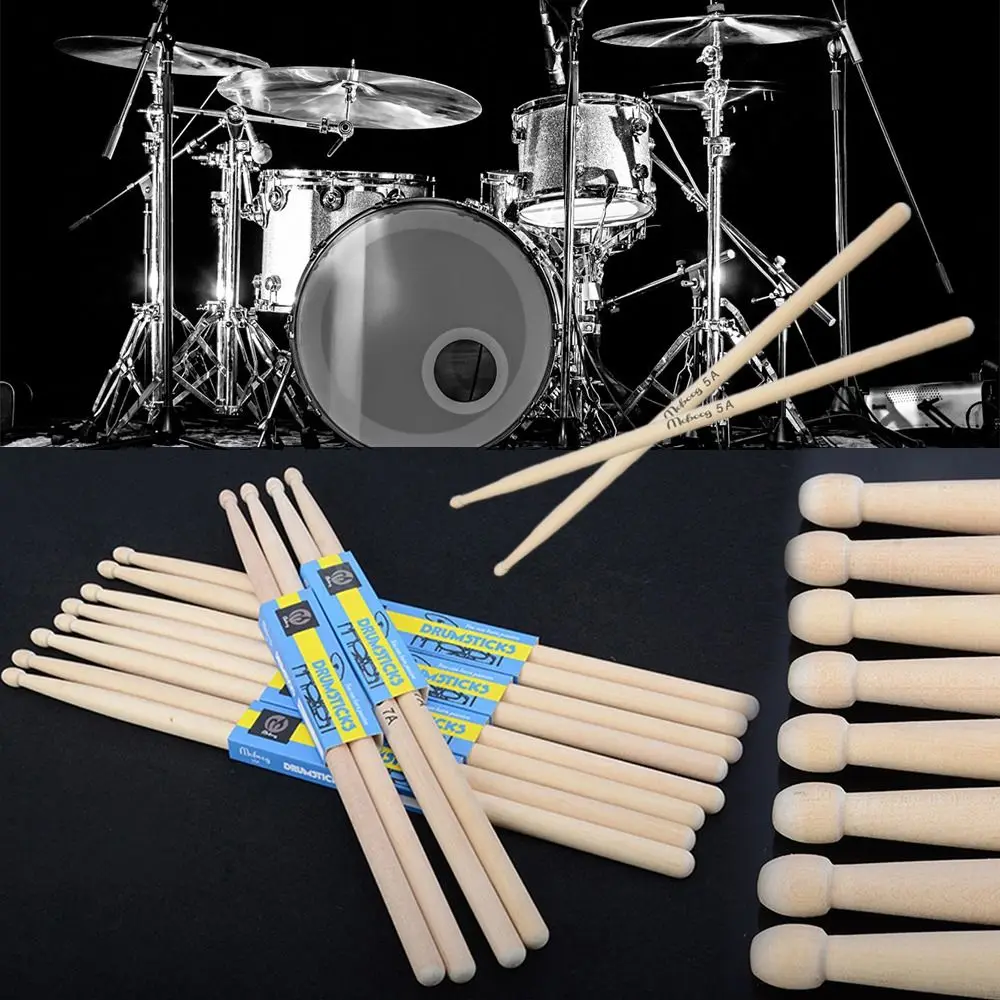 

1 Pair 2 Styles with Non-Slip Handles Accessories Musical Instrument Plastic Drum Sticks Wood Drumsticks Percussion Tool