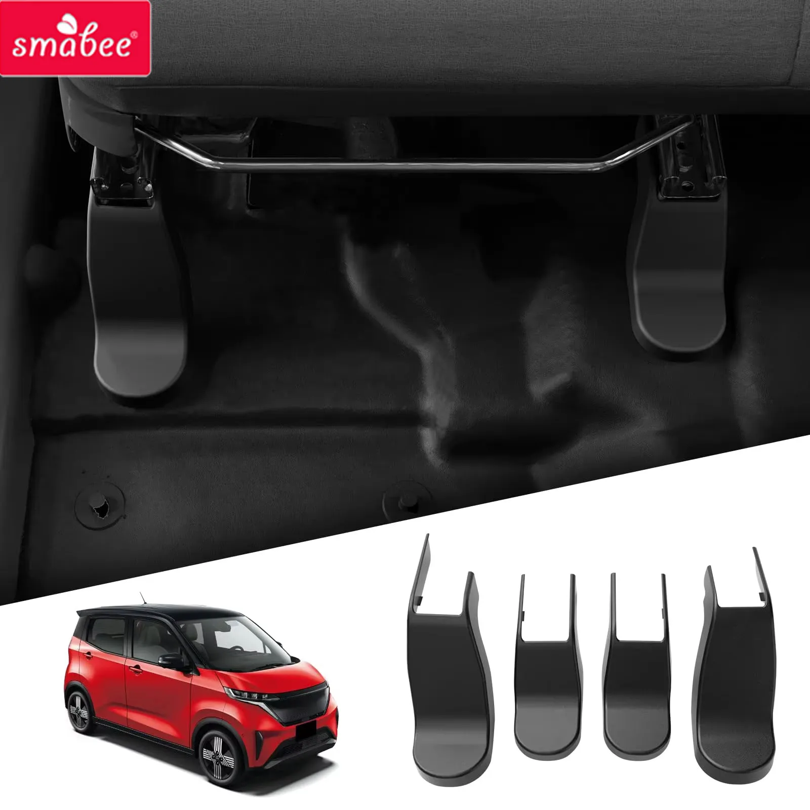 Smabee Right Drive for Nissan Sakura 2022-2024 Car Seat Rail Cover Seat Slide Track Protector 4Pcs Black Interior Accessories