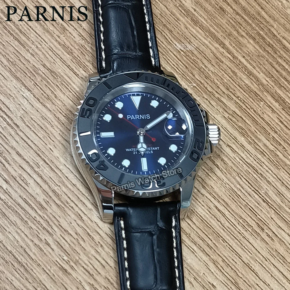 

Parnis 41mm Blue Dial Automatic Mechanical Watches Men Wristwatch 21 Jewel Miyota8215 Automatic Movement Sapphire Crystal